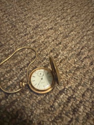 Gold-Toned Hunter Case Pocket Watch with Quartz Movement