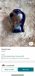 Oriental Cobalt Blue Phoenix and Floral Ceramic Vase