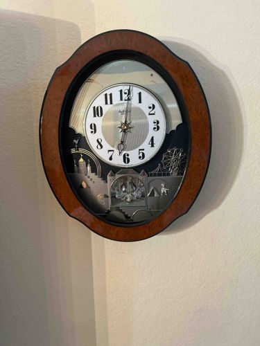 Musical Motion Wall Clock with Ferris Wheel and Cityscape