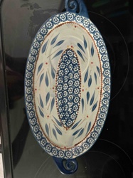 Temp-tations by Tara Old World Blue Oval Platter with Handles