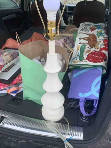 Stacked White Sculptural Table Lamp