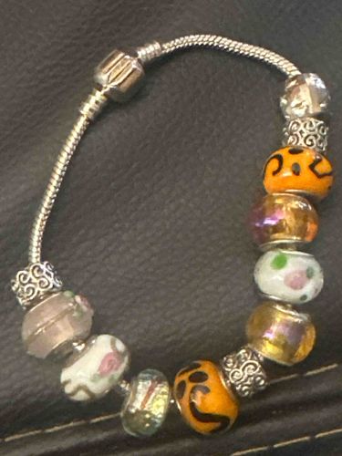 Multi-Bead Charm Bracelet with Snake Chain