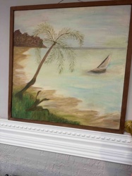 Tropical Beach Scene Painting by Mabel Singer