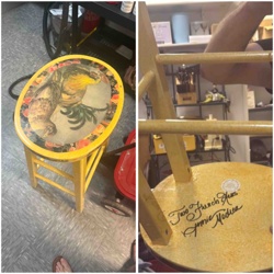 Decoupage Rooster/Chicken Themed Wooden Stool