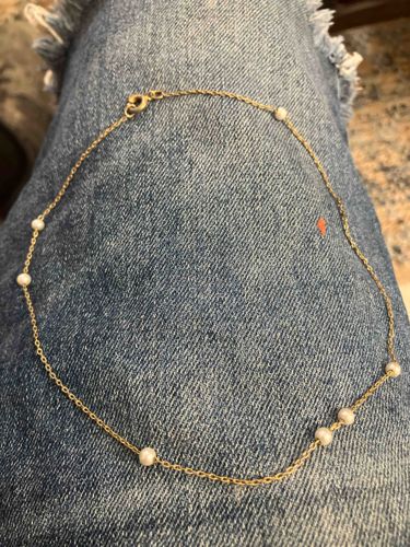Gold Chain with Spaced Beads/Pearls Necklace