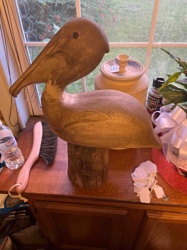 Carved Wooden Pelican Figurine