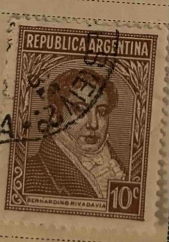 Bernardino Rivadavia 10 Centavos Postal Stamp