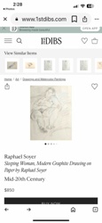 Sleeping Woman, Modern Graphite Drawing on Paper by Raphael Soyer