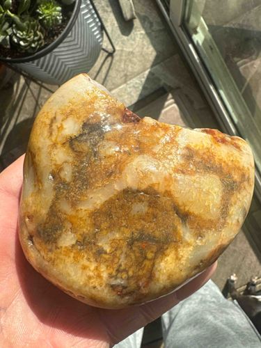 Polished River Agate with Jasper and Quartz Inclusions