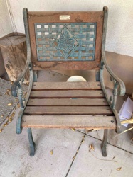 Parkland Heritage Outdoor Heavy Wrought Iron and Wood Chair