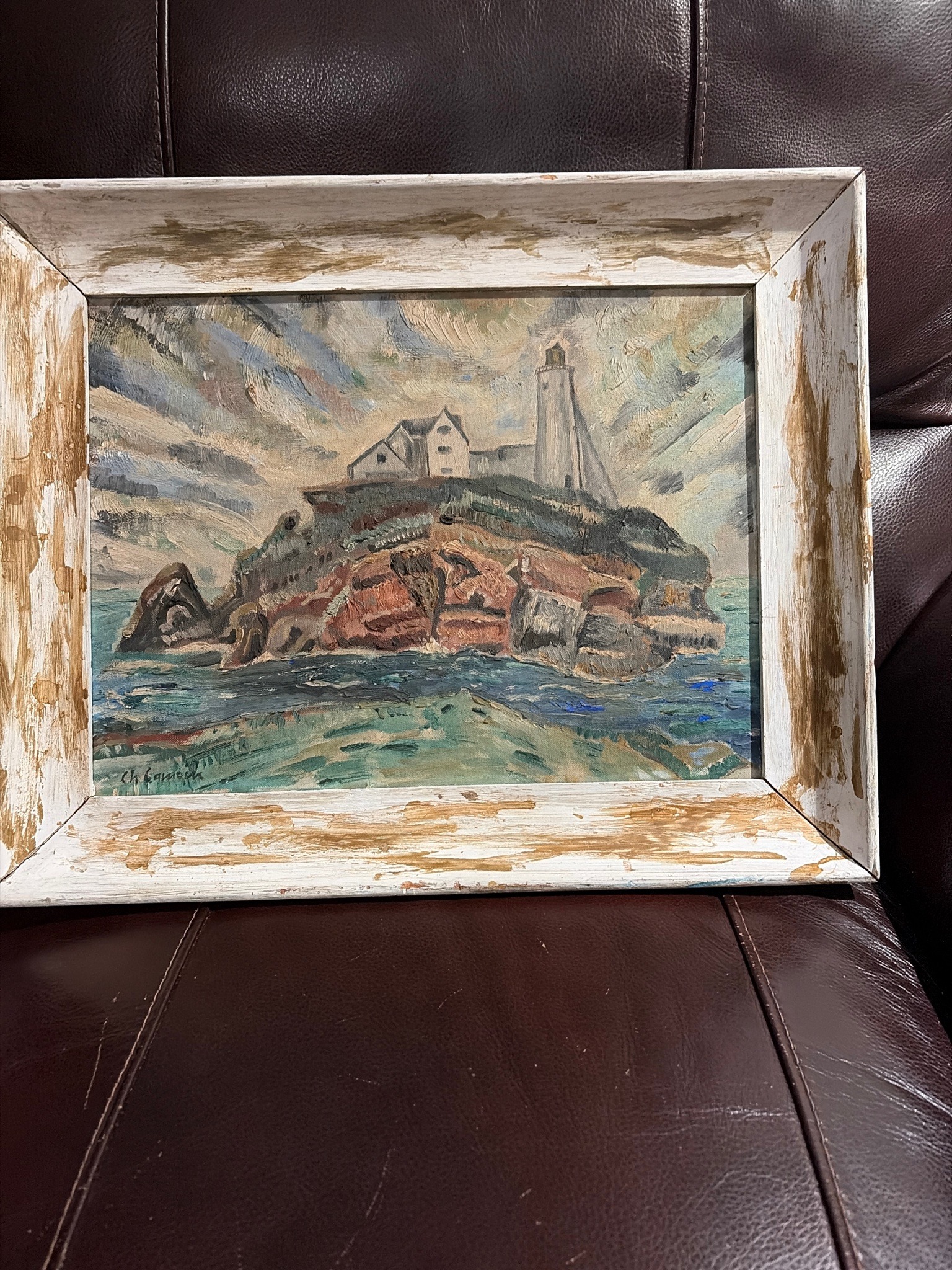 Submitted photo of Oil landscape painting signed 'Ch. Gumech' (not authenticated)