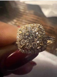 Gold-Toned Square Halo Diamond Cluster Ring