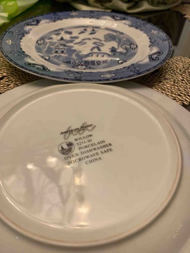 American Atelier Willow Pattern Porcelain Dinner Plate