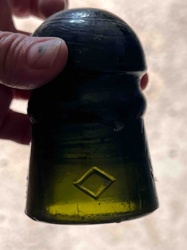 Antique Olive Green Glass Electrical Insulator with Diamond Mark