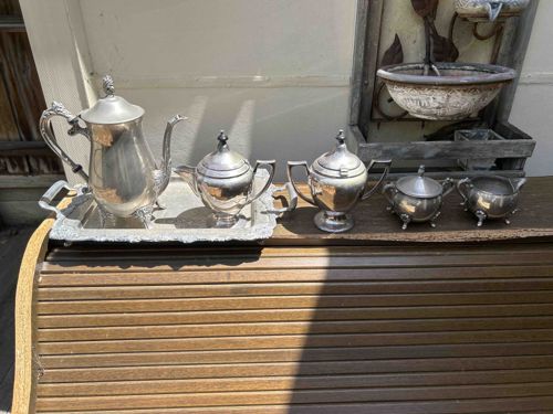 Vintage Silverplate Coffee and Tea Service on Tray