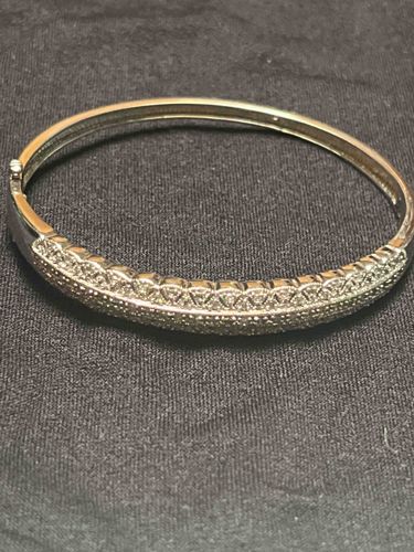 14k White Gold Diamond Pave Bangle Bracelet