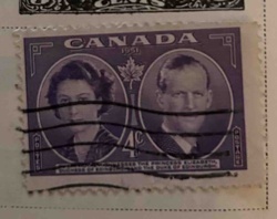 1951 Canada 4-Cent Princess Elizabeth and Duke of Edinburgh Postage Stamp