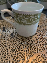J&C Meakin Olive Green Floral Pattern Teacup/Coffee Mug