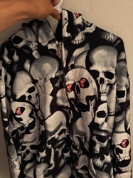 Skull Print Full-Zip Hoodie