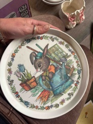 Anthropomorphic Rabbit Gardener Decorative Plate / Tray