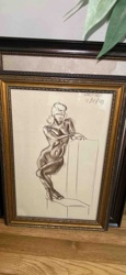 Framed Figural Drawing of Female Nude by Jackson (1940)