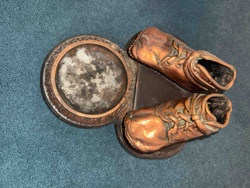 Bronze Baby Shoes and Trinket Dish Desktop Organizer