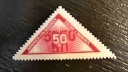 Protectorate of Bohemia and Moravia 50h A.M.F. (Allied Military Government Fiscals) Provisional Stamp