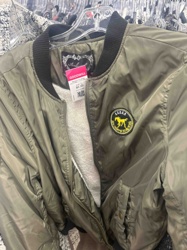 Olive Green Bomber Jacket with Horse Patch