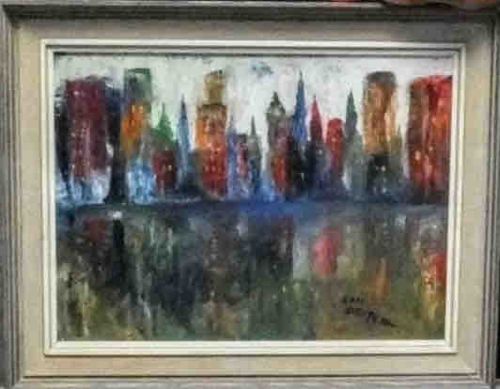Mid-Century Abstract Cityscape by Sam Deifer