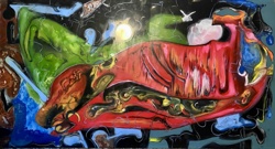 Abstract Expressionist Composition with Reclining Forms