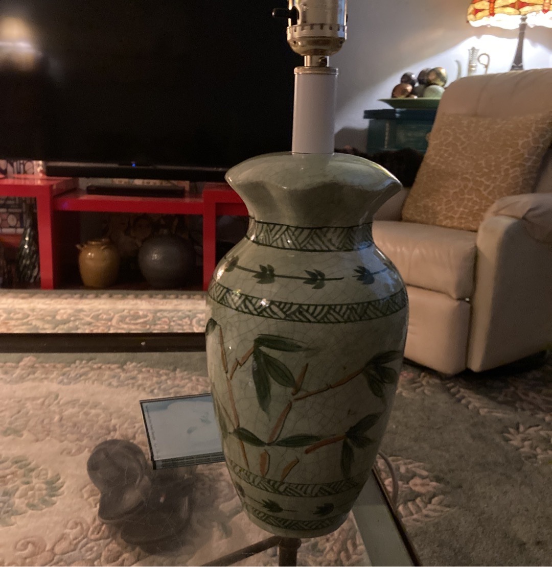 Submitted photo of Crackled celadon ceramic table lamp