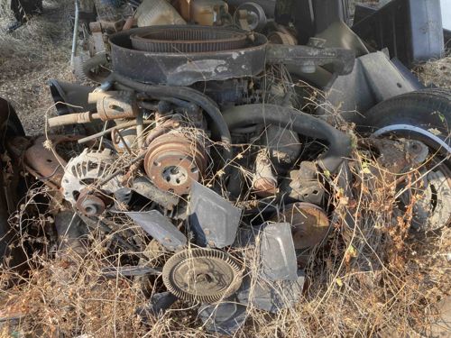Junked Automotive Engine and Parts