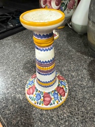 Traditional Modra Glazed Ceramic Candlestick