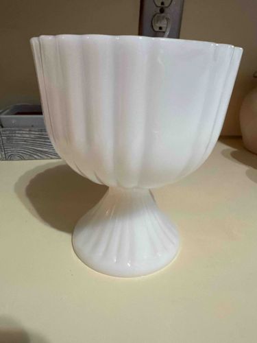 White Milk Glass Footed Bowl