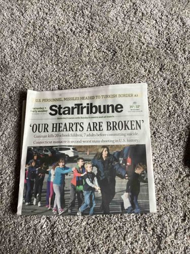 Star Tribune Newspaper 'Our Hearts Are Broken' Headline