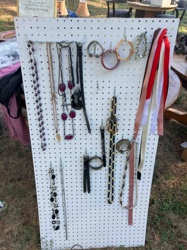 Pegboard Display of Costume Jewelry and Accessories