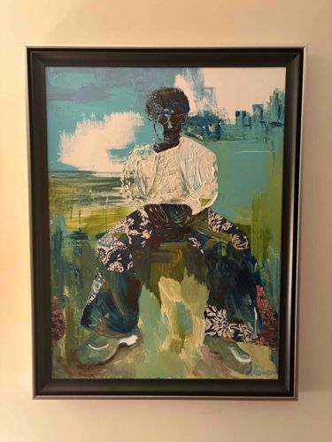 Abstract Portrait Painting of a Seated Figure