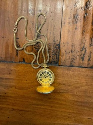 Vintage Gold Tone Pendant Watch Necklace