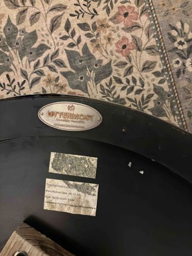 Uttermost Round Zinc or Metal Top Side Table with Carved Pine Pedestal