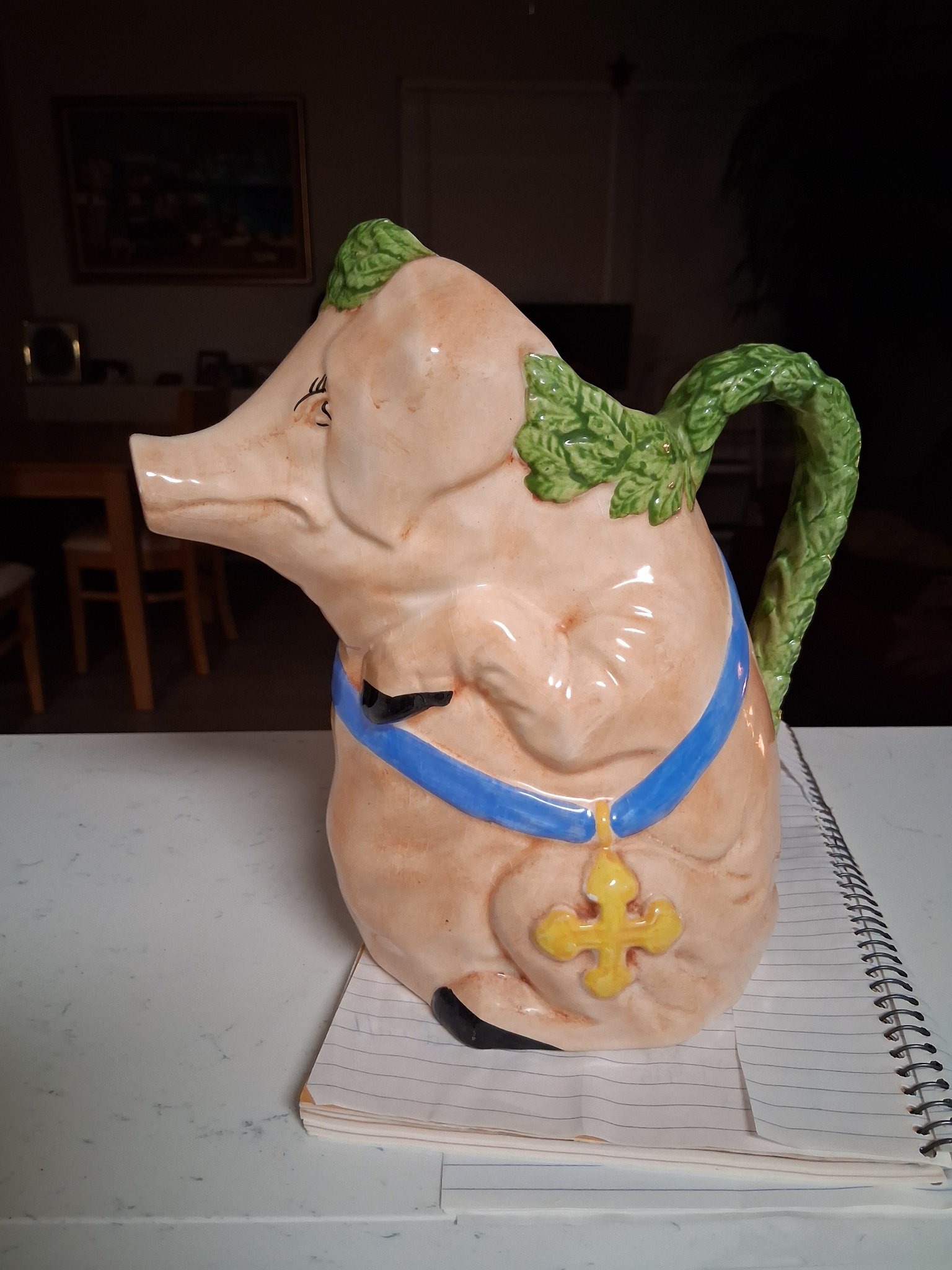 Submitted photo of Majolica-style ceramic pig pitcher