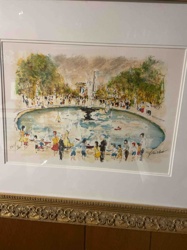 Park Pond Scene with Figures and Boats