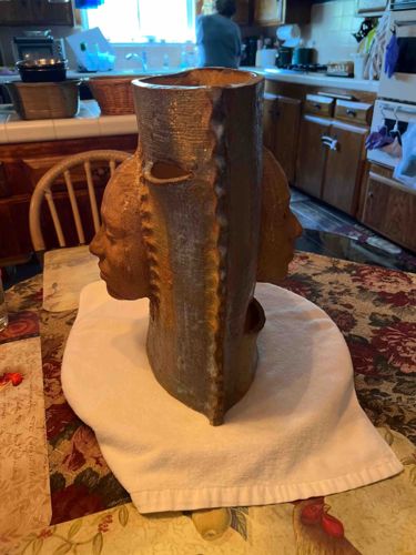 Three-Faced Hand-Built Studio Pottery Vase