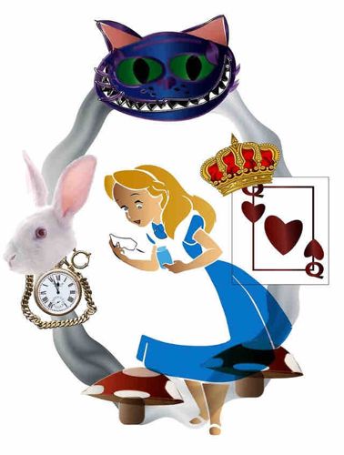 Alice in Wonderland Character Collage/Illustration