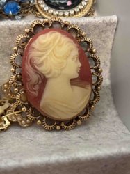 Vintage Cameo Brooch with Filigree Frame