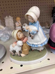 Porcelain Figurine of Children with Lambs