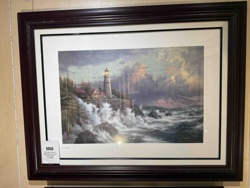 Framed Lighthouse Scene Print