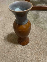 Two-Tone Ceramic Vase with Flared Rim and Pedestal Base
