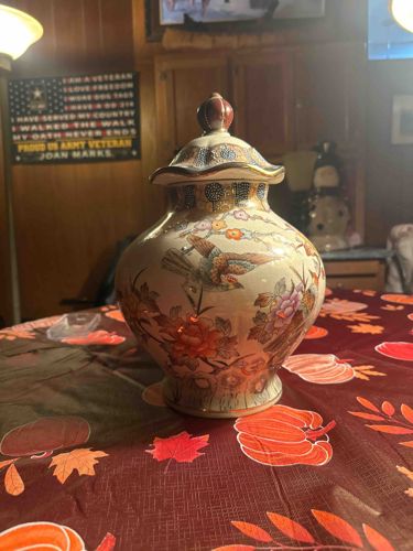 Asian Decorative Porcelain Lidded Jar