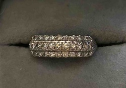 Vintage 14K White Gold Diamond Three-Row Eternity Band