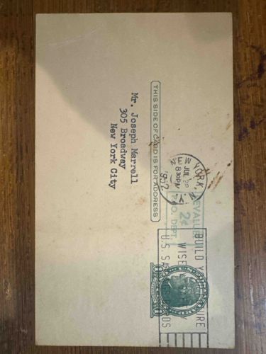 Vintage Postcard Addressed to Mr. Joseph Marrell, New York City